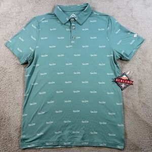 Burlebo Polo Mens Small Teal Rad Dad Performance Stretch Lightweight Golf Shirt